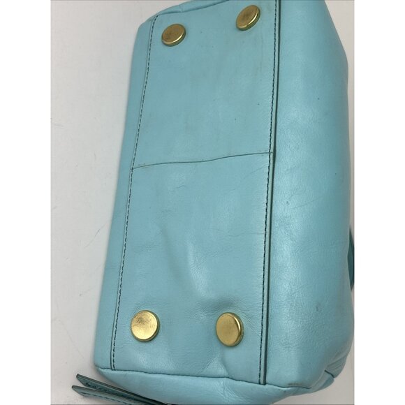 FOSSIL Sydney Leather Satchel Blue Hand Bag *missing Shoulder Strap* Cow Hide - Picture 6 of 10